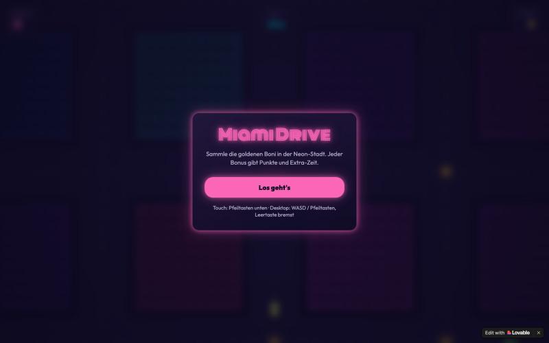 Miami Drive – Neon Autospiel im Browser — screenshot