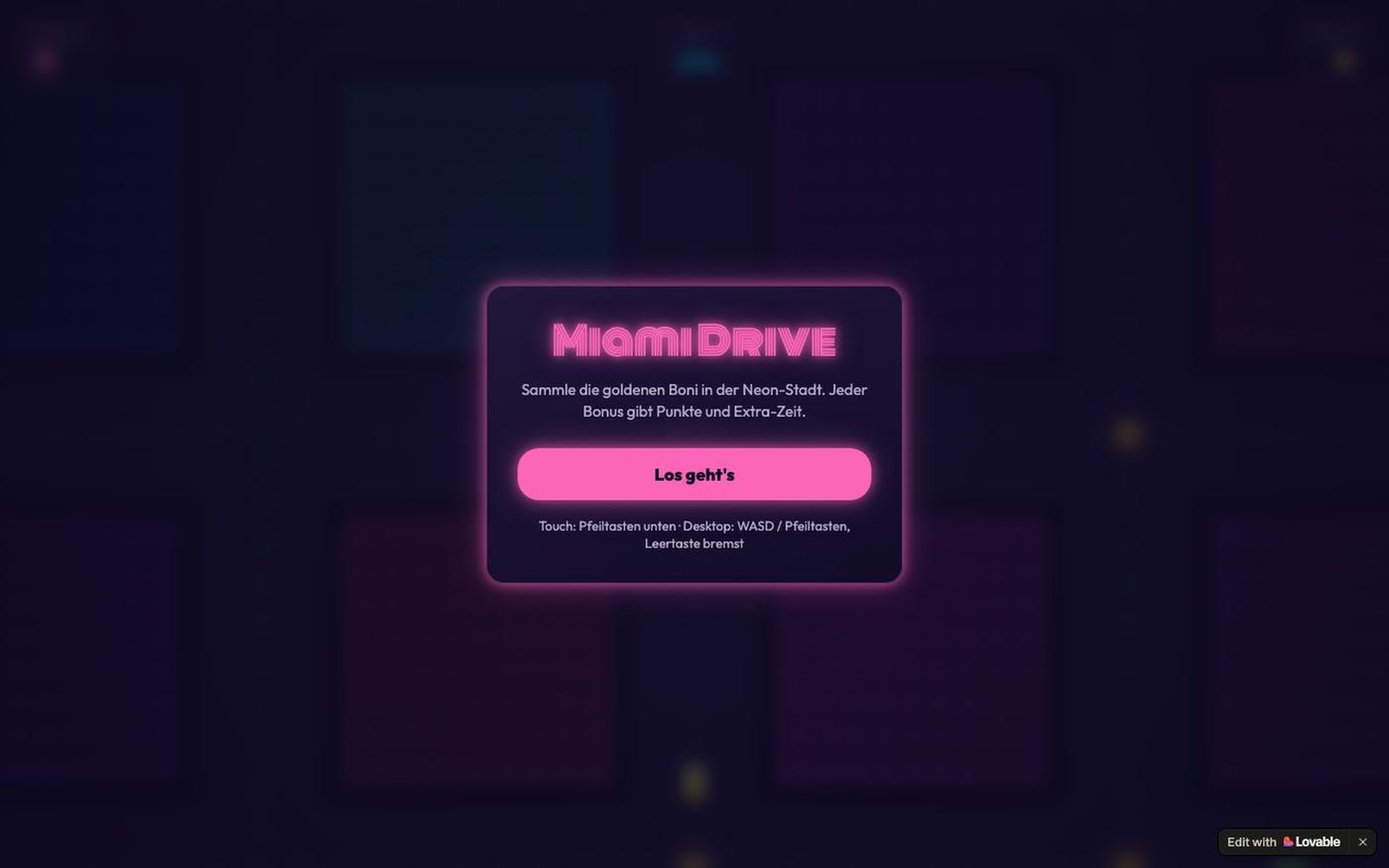 Miami Drive – Neon Autospiel im Browser — screenshot