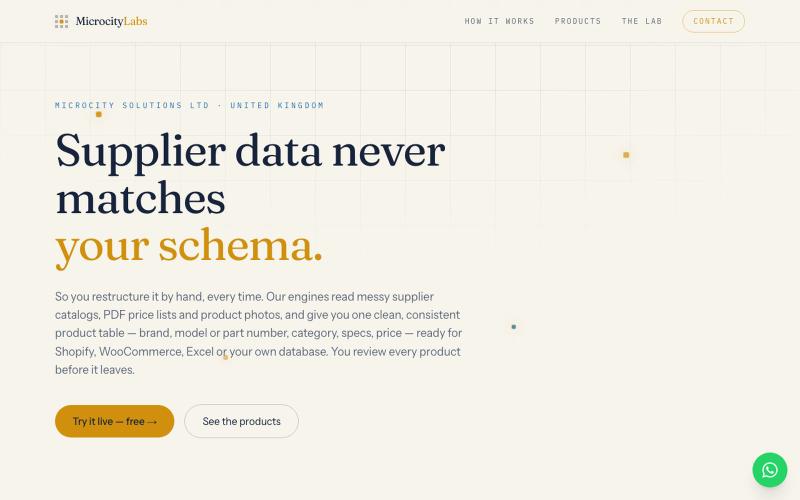 Supplier catalogs & price lists to clean product data — screenshot