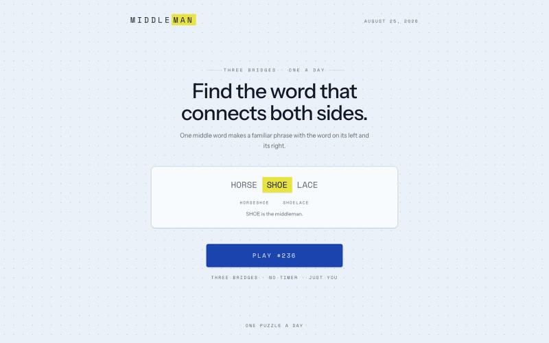 Middleman — a daily word bridge — screenshot