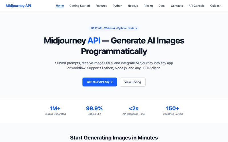 Midjourney API — Generate AI Images Programmatically — screenshot