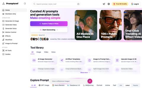Promptsref - AI Prompt Library and Generation Tools — screenshot