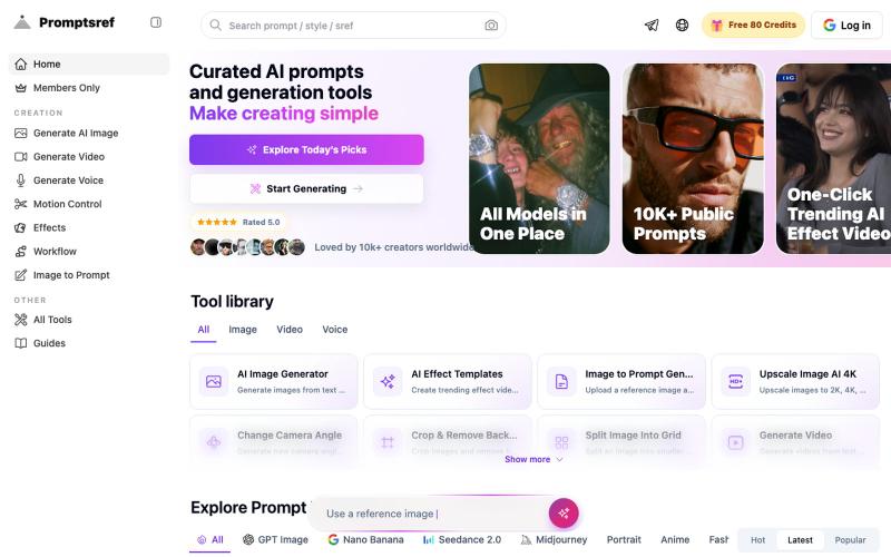 Promptsref - AI Prompt Library and Generation Tools — screenshot
