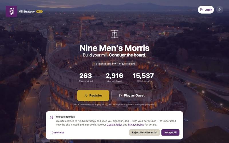 Play Nine Men's Morris Online Free — MillStrategy — screenshot