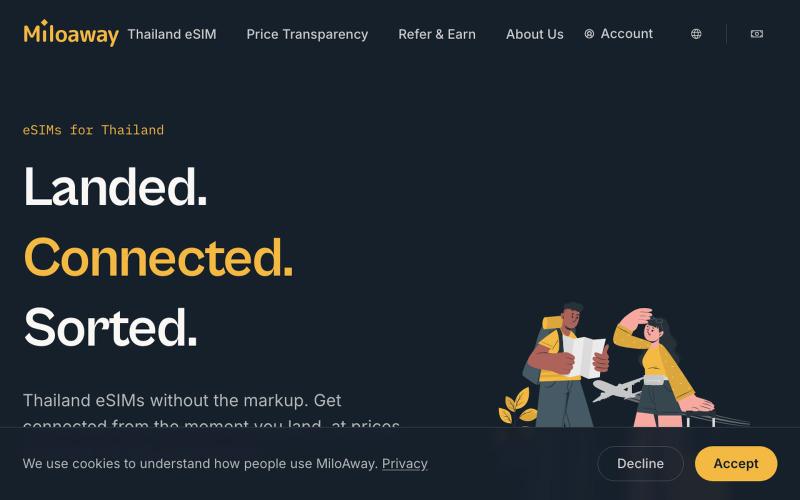 eSIMs for Thailand | MiloAway — screenshot