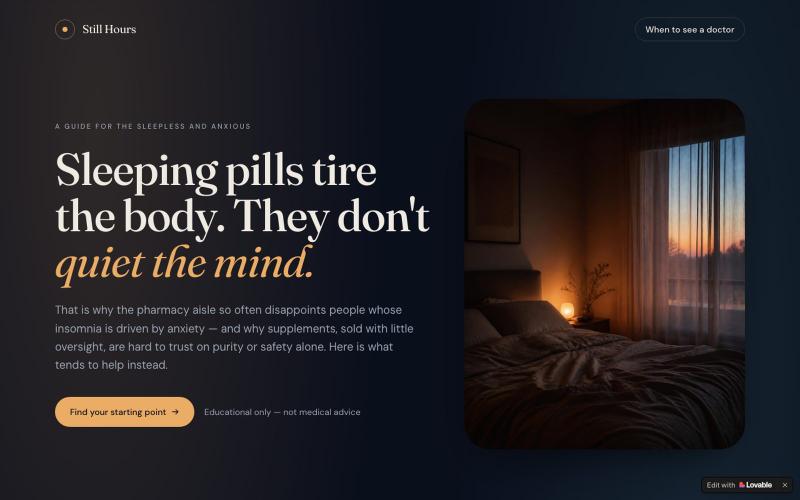Still Hours — A Calm Guide to Anxious Sleep — screenshot