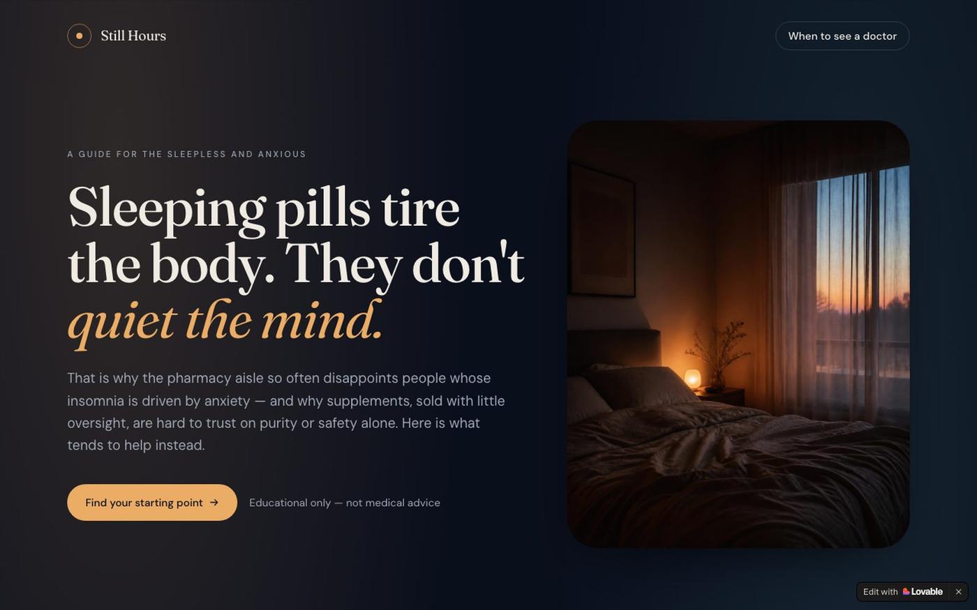Still Hours — A Calm Guide to Anxious Sleep — screenshot
