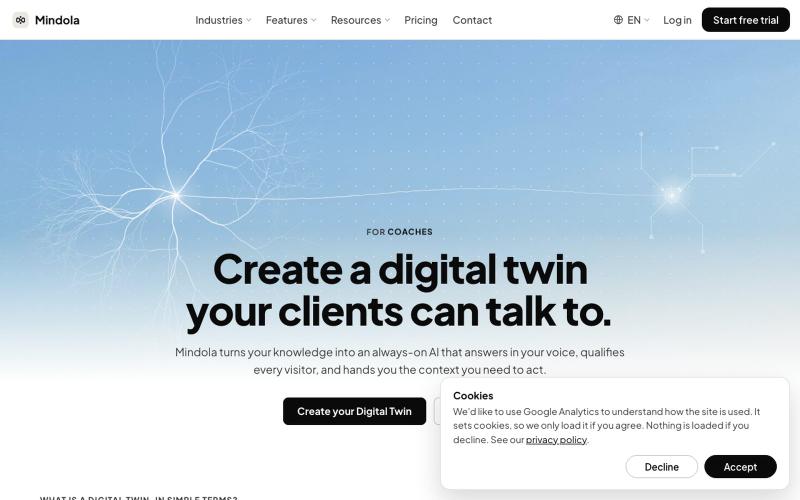 Mindola | Your Digital Twin for AI Intake — screenshot