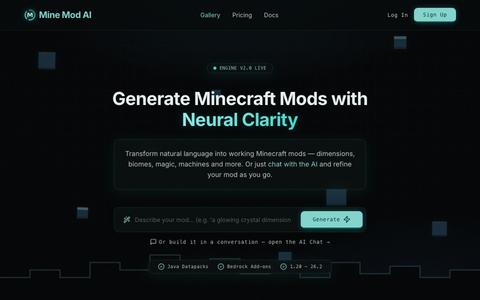 Mine Mod AI — Free Minecraft Mod, Map & Add-On Generator (No Coding) — screenshot