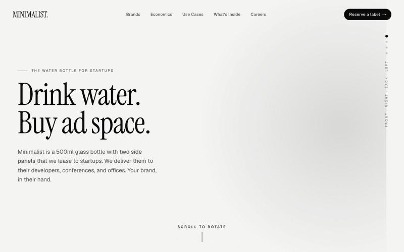 Minimalist. The water bottle for startups. — screenshot
