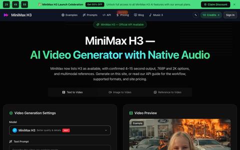 MiniMax H3 — Hailuo 3 AI Video Generator, Text & Image to Video — screenshot
