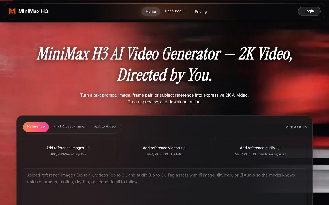 MiniMax H3 AI Video Generator — Create 2K Video Online — screenshot
