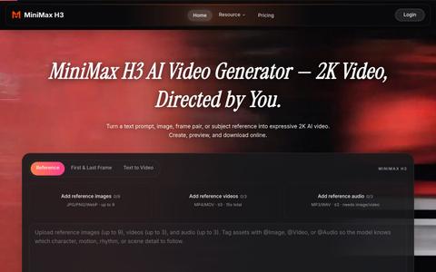 MiniMax H3 AI Video Generator — Create 2K Video Online — screenshot