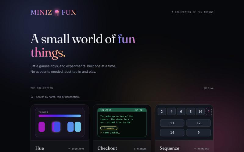 miniz — a small collection of interactive curiosities — screenshot