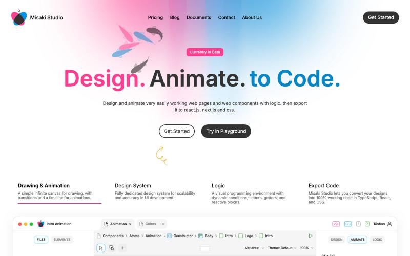Design. Animate. to Code. — screenshot