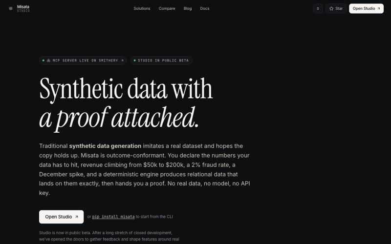 Misata Studio — Best Synthetic Data Generator for Python & AI Agents (2026) — screenshot