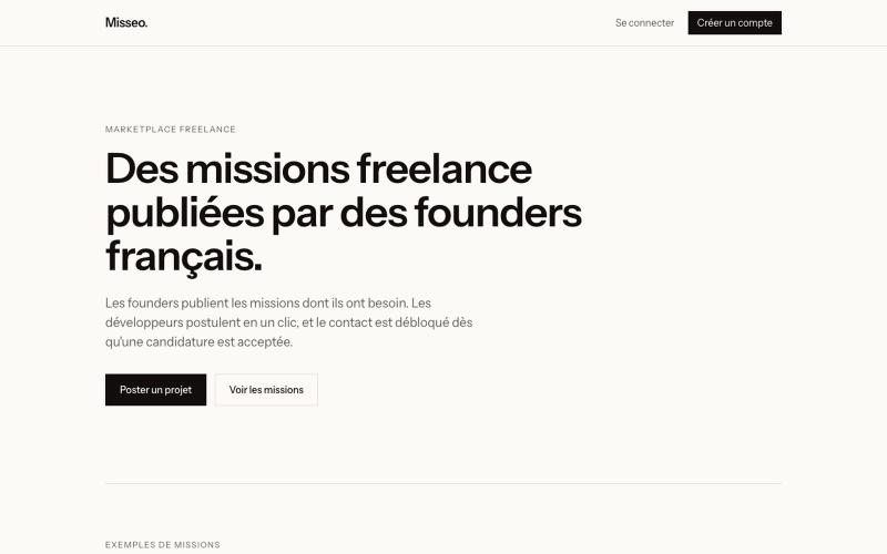 Misseo — Missions freelance pour développeurs — screenshot