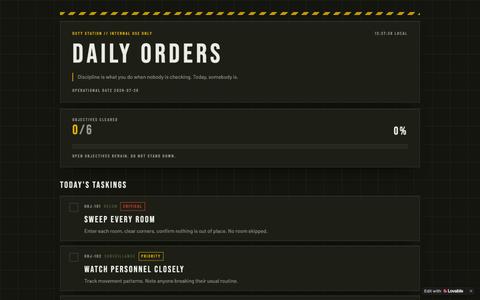 Daily Orders — Watchstander Objective Board — screenshot