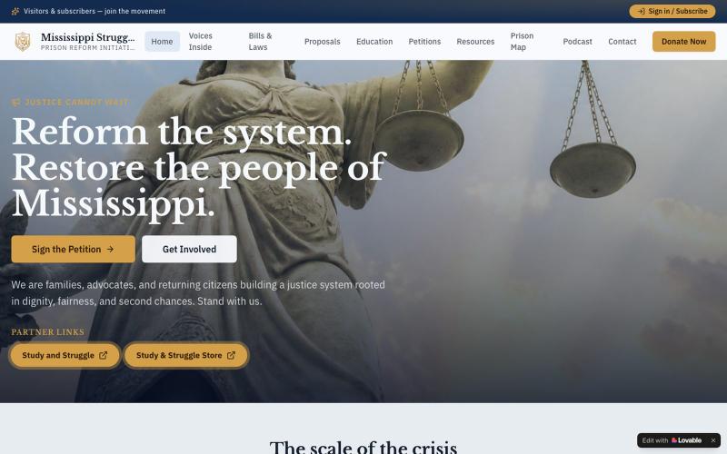 Mississippi Struggle | Justice & Prison Reform — screenshot