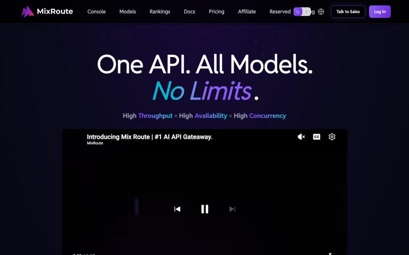 MixRoute: One API for 200+ AI Models — screenshot