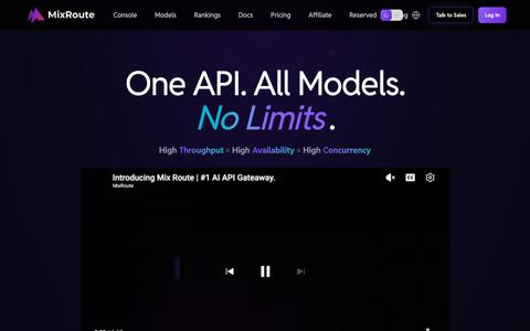 MixRoute: One API for 200+ AI Models — screenshot