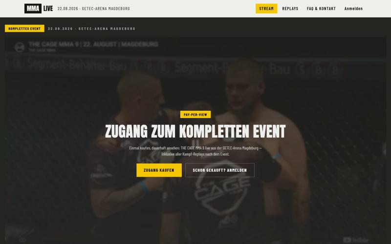 THE CAGE MMA 9 on demand — Magdeburg | MMA LIVE — screenshot