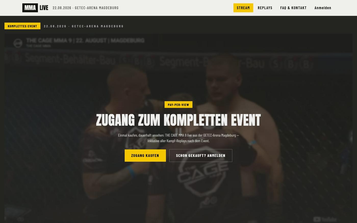THE CAGE MMA 9 on demand — Magdeburg | MMA LIVE — screenshot