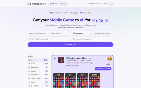 mobilegame.lol — Top 100 Mobile Games Leaderboard — screenshot