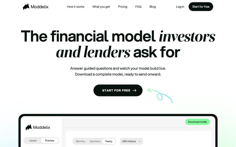 Moddelix | The financial model investors and lenders ask for — screenshot