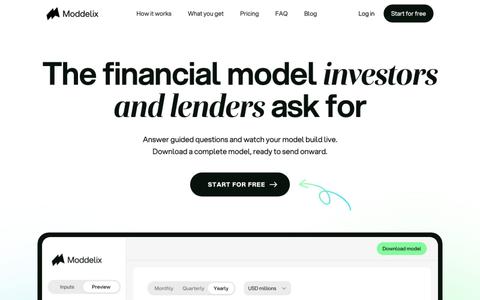 Moddelix | The financial model investors and lenders ask for — screenshot