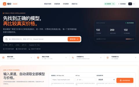橙价|AI API 公开价格雷达 — screenshot