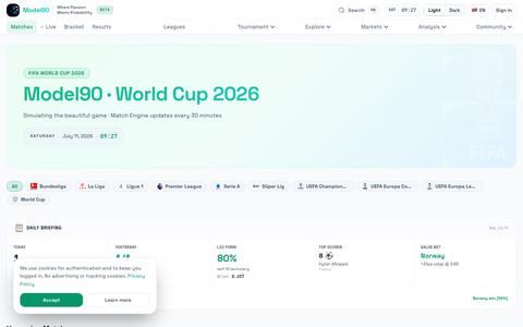 Model90 — AI Football Predictions — screenshot