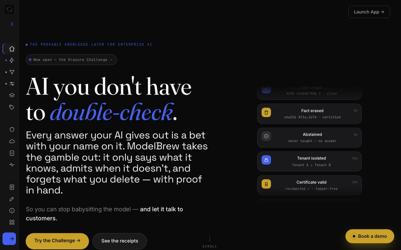 ModelBrew — AI you don't have to double-check — screenshot