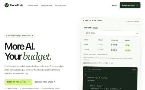 ModelPorta | Build beyond one model — screenshot