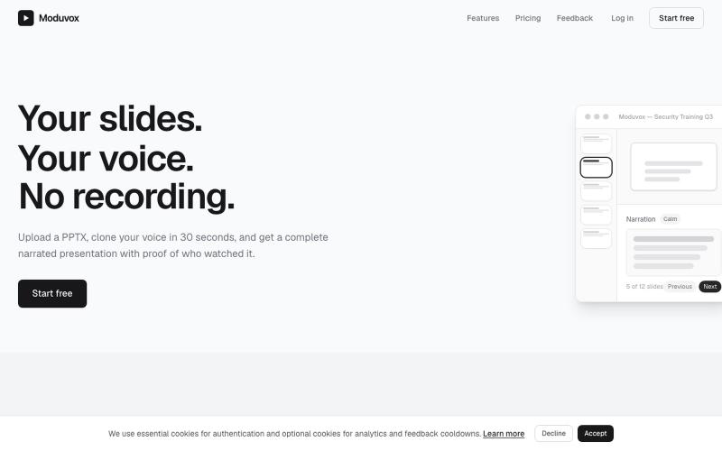 Moduvox - Your slides. Your voice. No recording. — screenshot