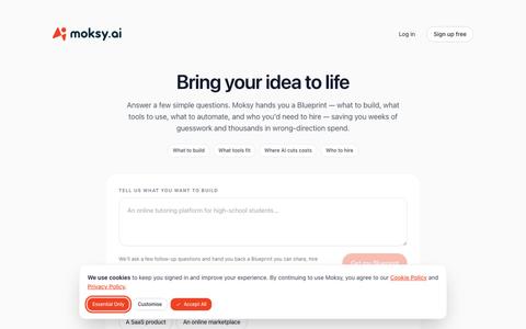 Moksy — Turn your idea into a build-ready plan — screenshot