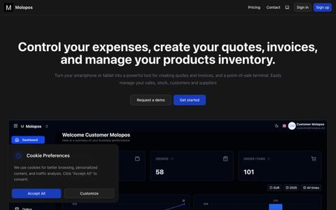 Quotation creation, invoicing and stock management software | Molopos — screenshot