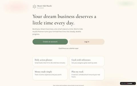 Mom's Side Hustle Planner — Plan your business in small steps — screenshot