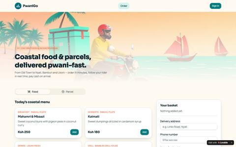PwaniGo — Real-time Food & Parcel Delivery in Mombasa — screenshot