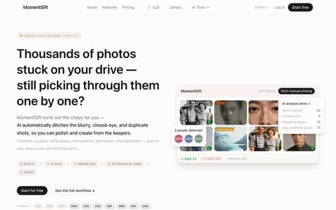 MomentSift - AI Photo Culling, Enhancer & Image Tools — screenshot