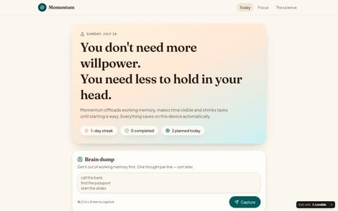 Momentum — An ADHD Planner That Actually Works — screenshot