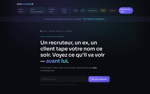 monanonymat.fr — Reprenez le contrôle de votre exposition numérique — screenshot