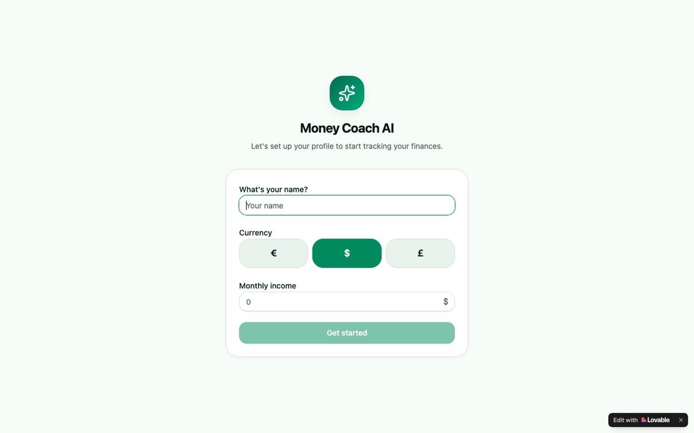 Money Coach AI — Gestão de finanças pessoais — screenshot
