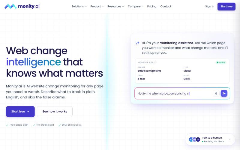 AI Website Change Monitoring - Only the Alerts That Matter — screenshot