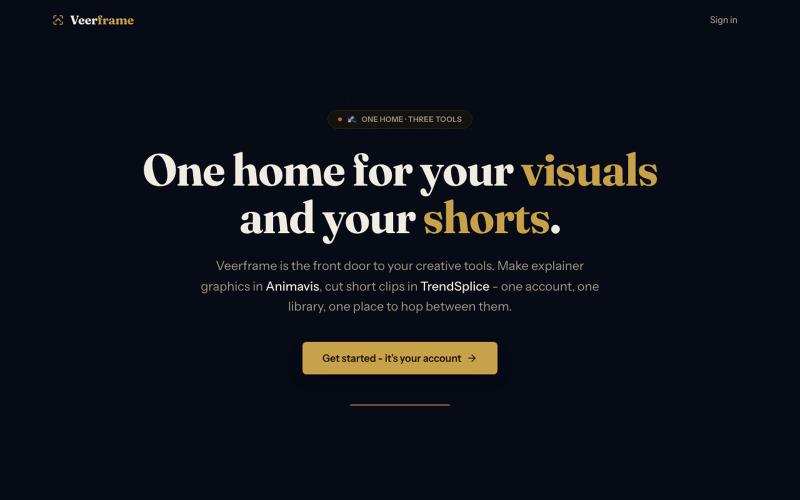 Veerframe - one home for your visuals and your shorts — screenshot