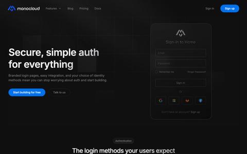 MonoCloud - Authentication Platform for Developers | SSO, Passkeys & Next.js — screenshot
