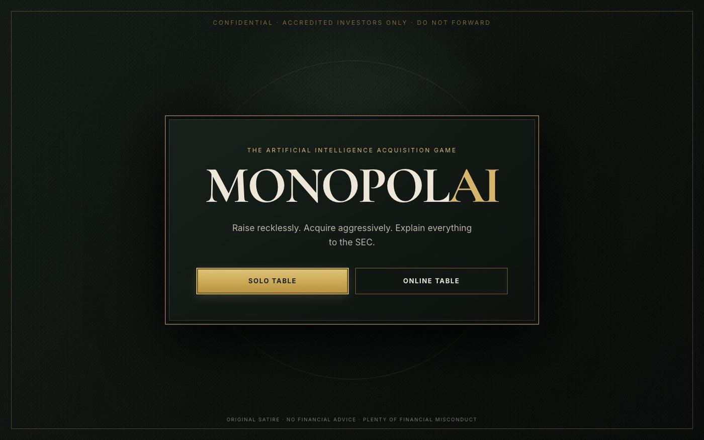 MonopolAI · The AI Insider Board Game — screenshot