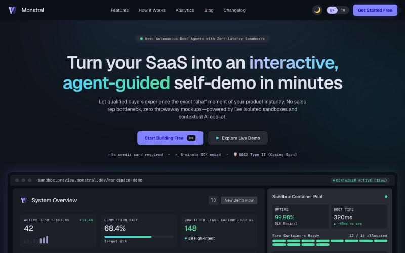 Monstral — Interactive, agent-guided self-demos for SaaS — screenshot