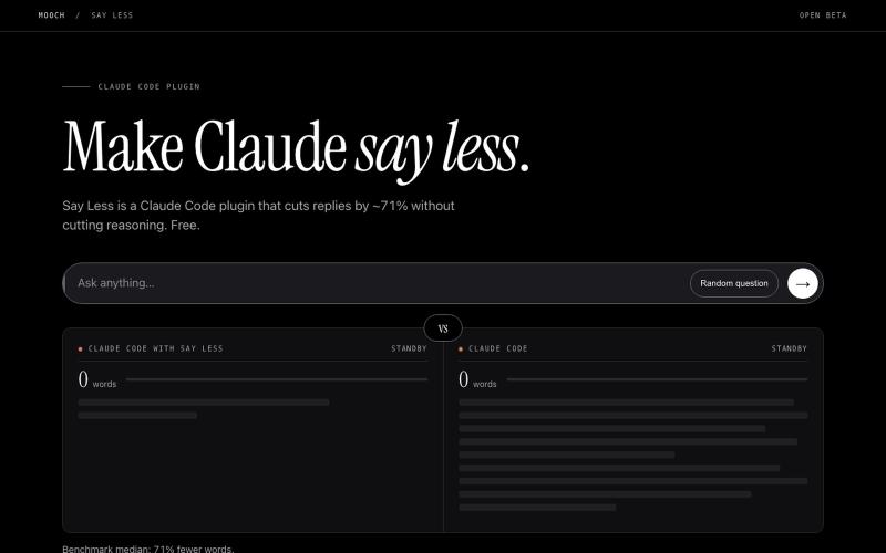 Say Less: try it live, cuts replies 71% | Mooch — screenshot
