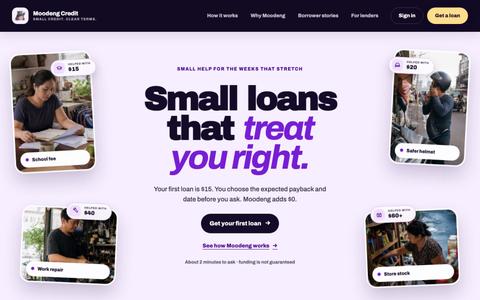 Moodeng Credit | Small loans with clear terms — screenshot